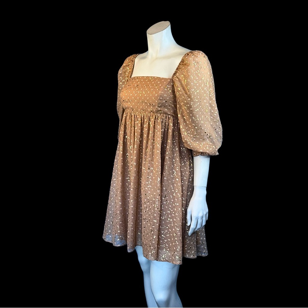 NWT Storia BABYDOLL Nude and a metallic Gold Mini Dress - Picture 3 of 10